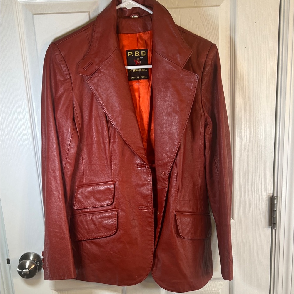 Women's Red Leather Jacket Size 13